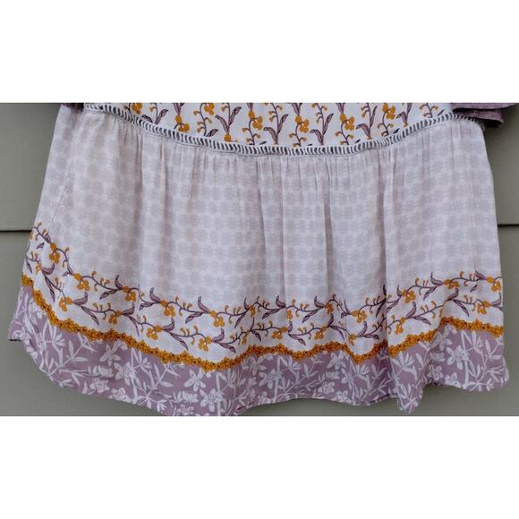 Daniel Rainn Cottage Boho Peasant Tassel Top Blouse Rayon Size S Pleated Floral - Picture 9 of 11